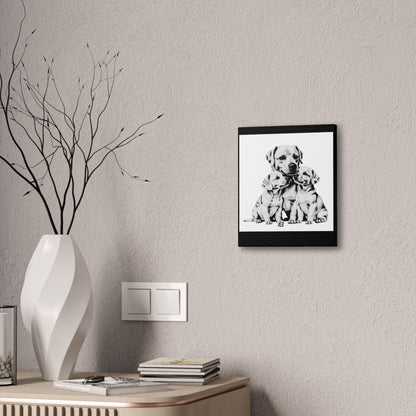 Mother and Puppies Black and White Canvas Wall Art | Eco Limited
