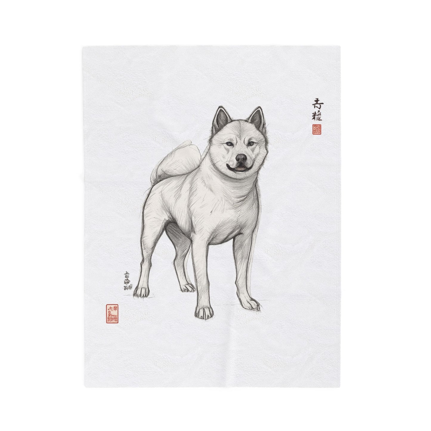 Korean Jindo Ink Illustration Blanket | Eco-Limited