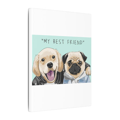 Cute Pug & Puppy Matte Stretched Print