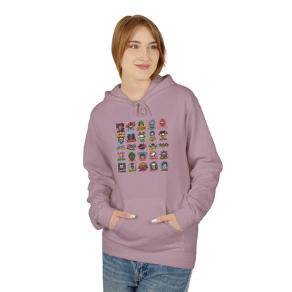 Retro Pop Culture Character Grid Hoodie|Eco-Friendly - Limited
