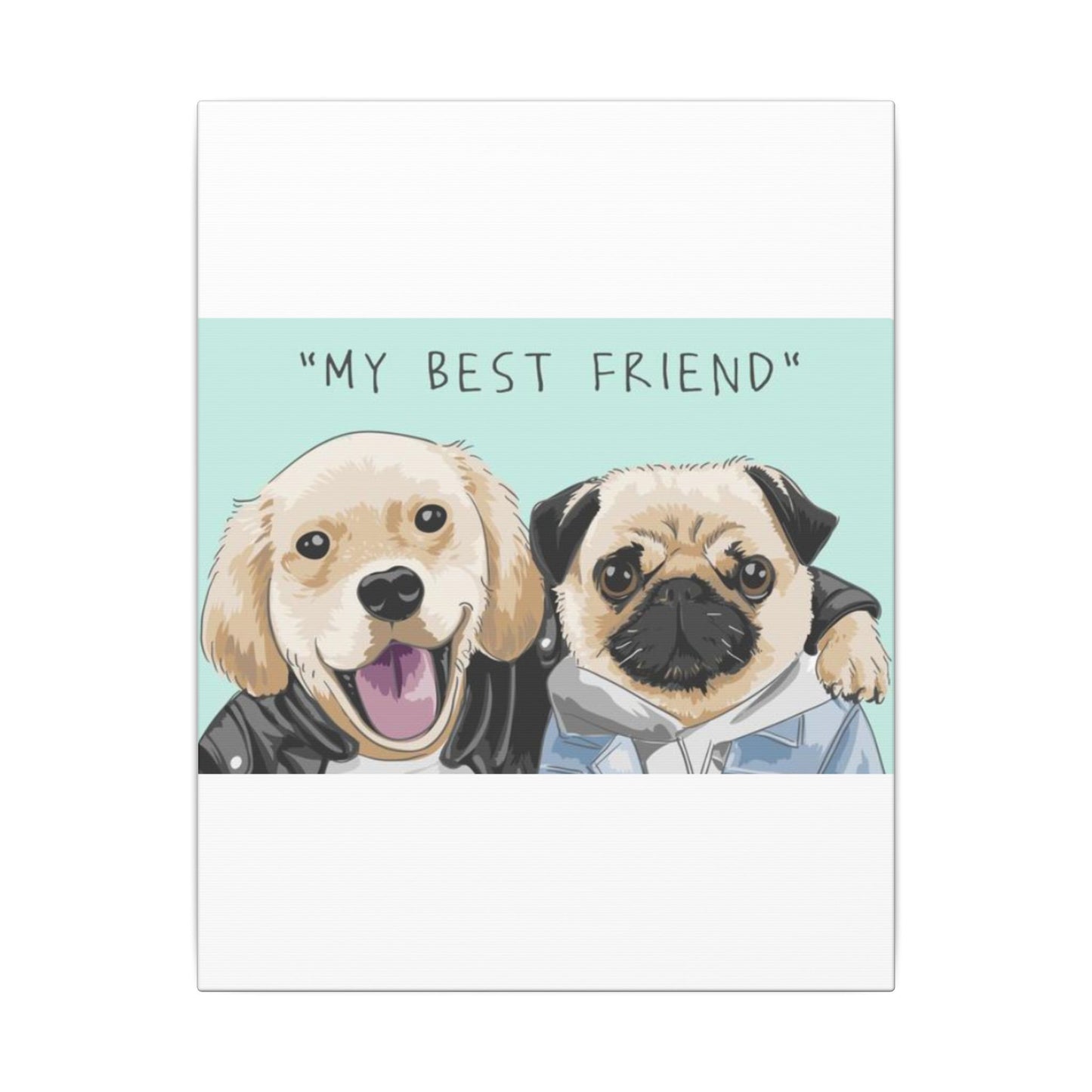 Cute Pug & Puppy Matte Stretched Print
