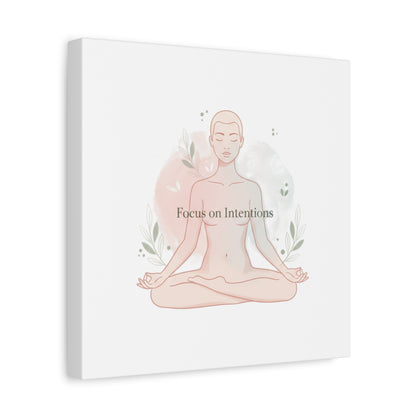 Focus on Intentions Canvas | Gentle Wellness Wall Art, Pastel Gradient Meditation Print