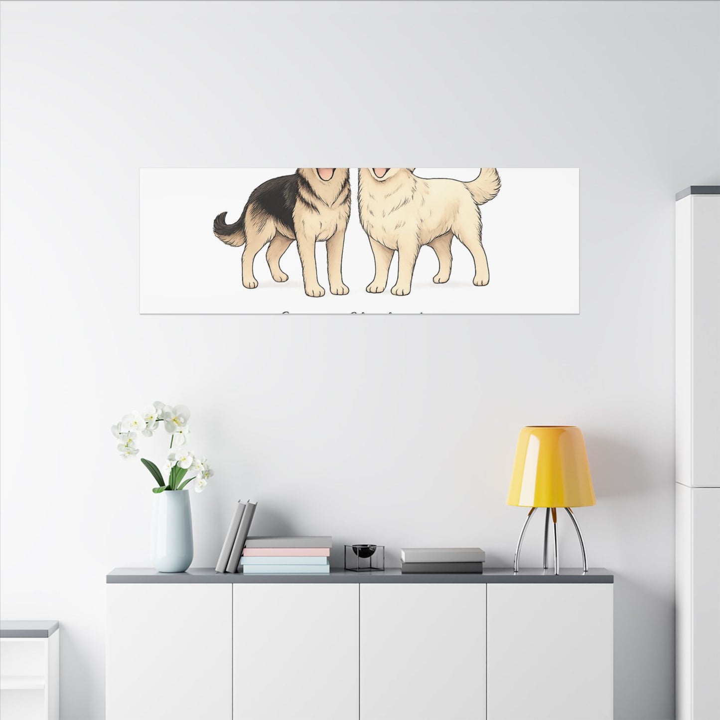 German Shepherd & Golden Retriever Canvas Wall Art