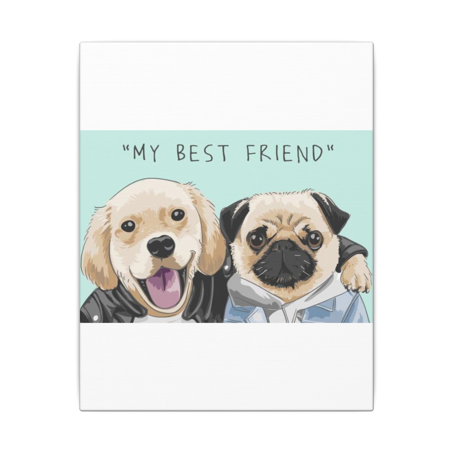 Cute Pug & Puppy Matte Stretched Print