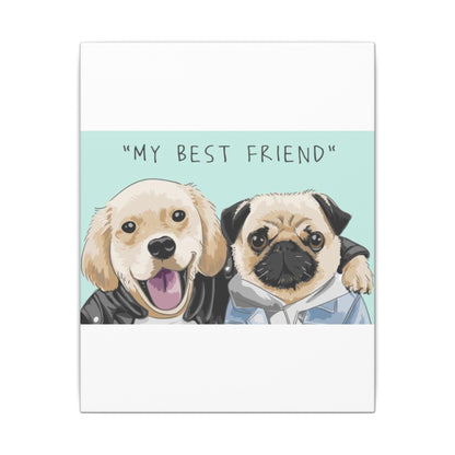Cute Pug & Puppy Matte Stretched Print