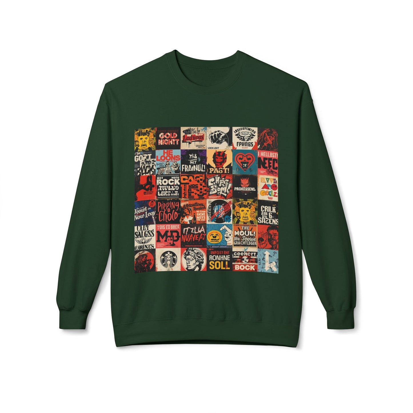 Vintage Rock Poster Collage Sweatshirt | Eco-Limited
