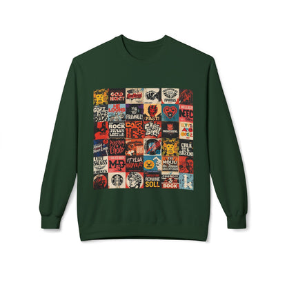 Vintage Rock Poster Collage Sweatshirt | Eco-Limited