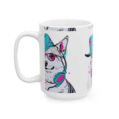 Retro Neon Dog Cool Husky Mug(11oz/15oz)