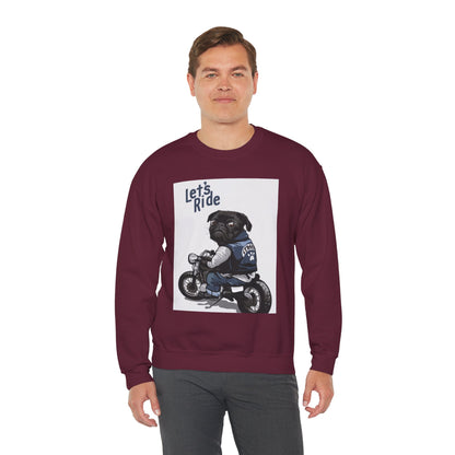 Let’s Ride Biker Pug Graphic Sweatshirt | Eco-Limited