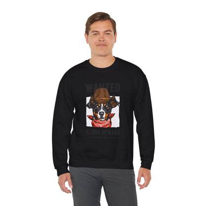 Wanted Cowboy Dog Art Sweatshirt | Eco-Limited