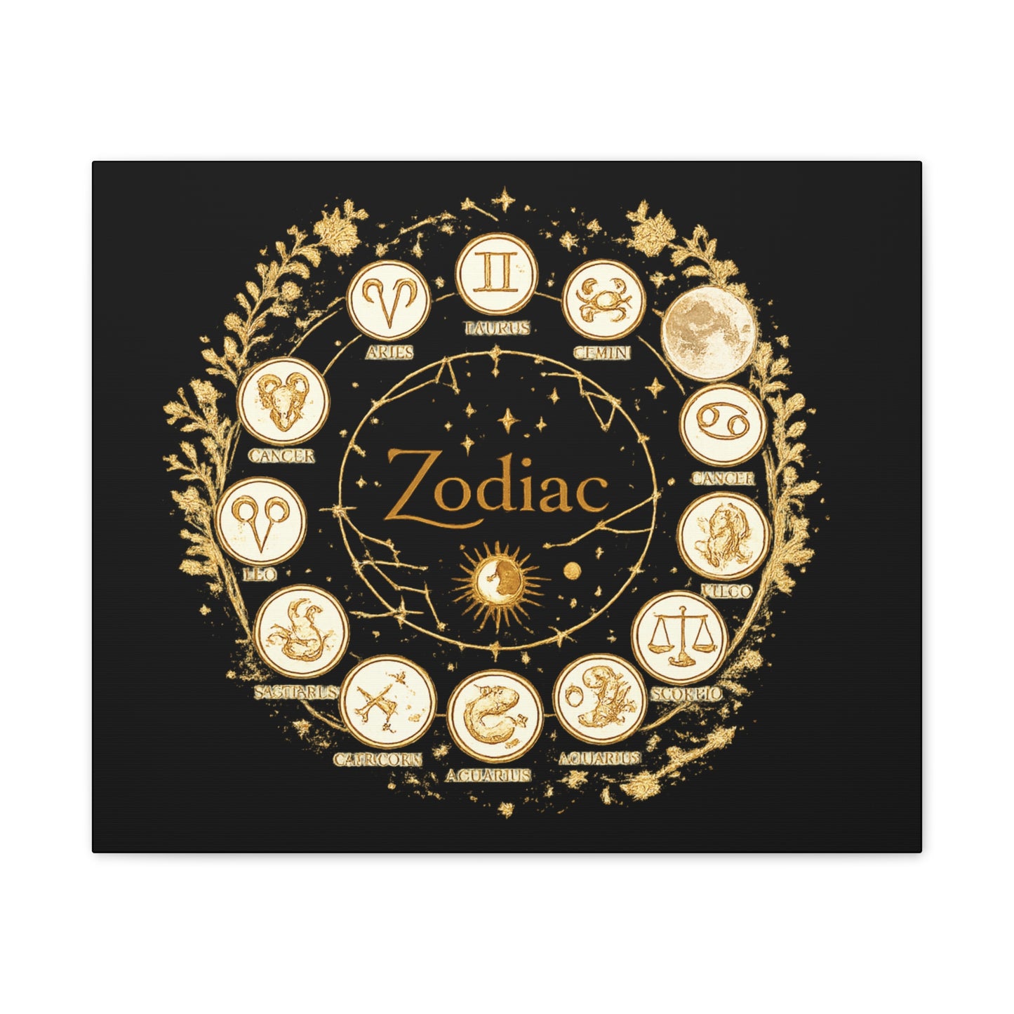 Golden Zodiac Astrology Canvas | Eco-Limited