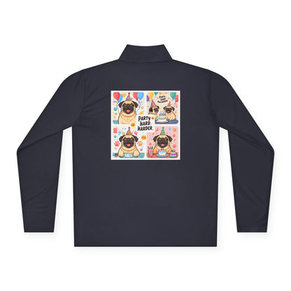Party Hard Harder Pug Quarter Zip Pullover | Eco-Limited