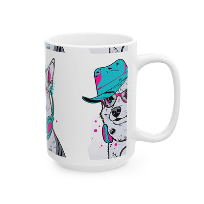 Retro Neon Dog Cool Husky Mug(11oz/15oz)