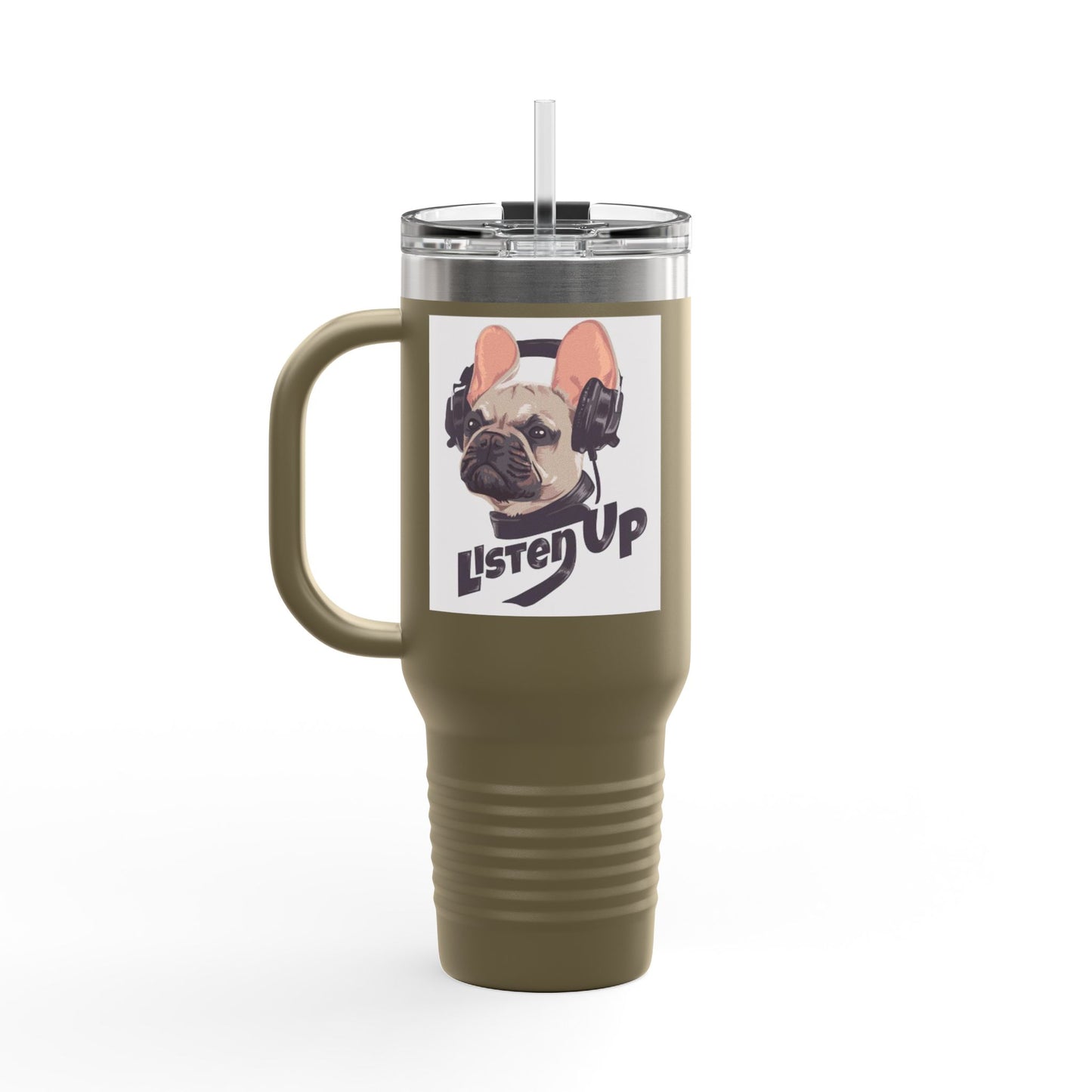 'Listen Up' French Bulldog Headphones Tumbler