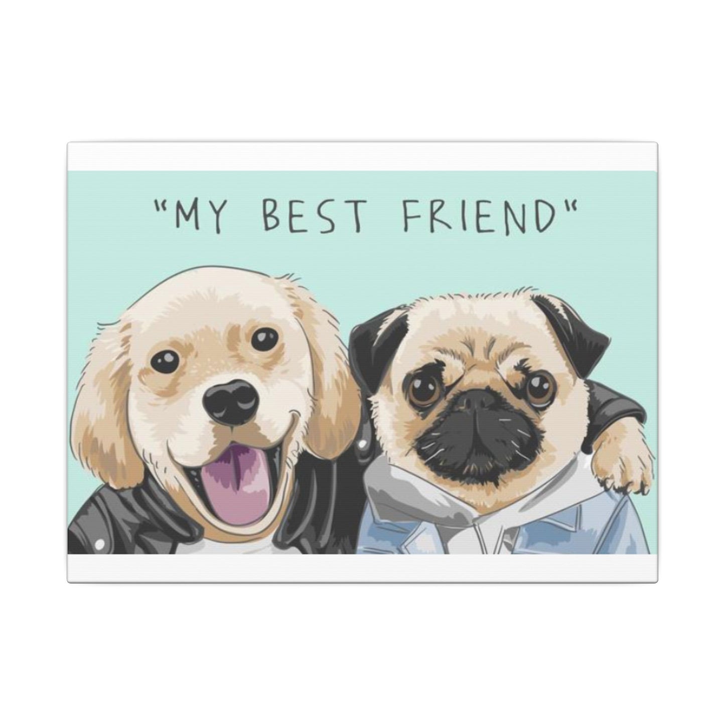 Cute Pug & Puppy Matte Stretched Print