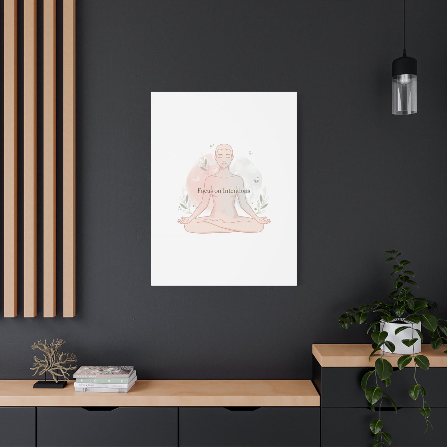 Focus on Intentions Canvas | Gentle Wellness Wall Art, Pastel Gradient Meditation Print