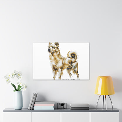Korean Jindo Dog Illustration Canvas Wall Art | Eco - Limited