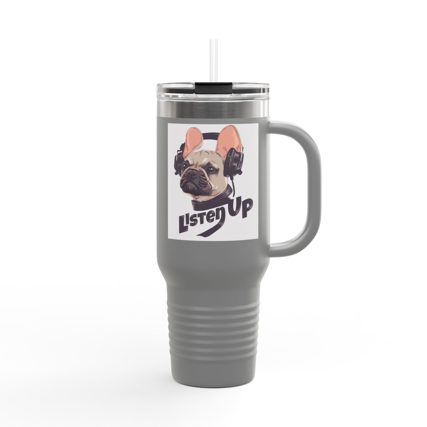 'Listen Up' French Bulldog Headphones Tumbler