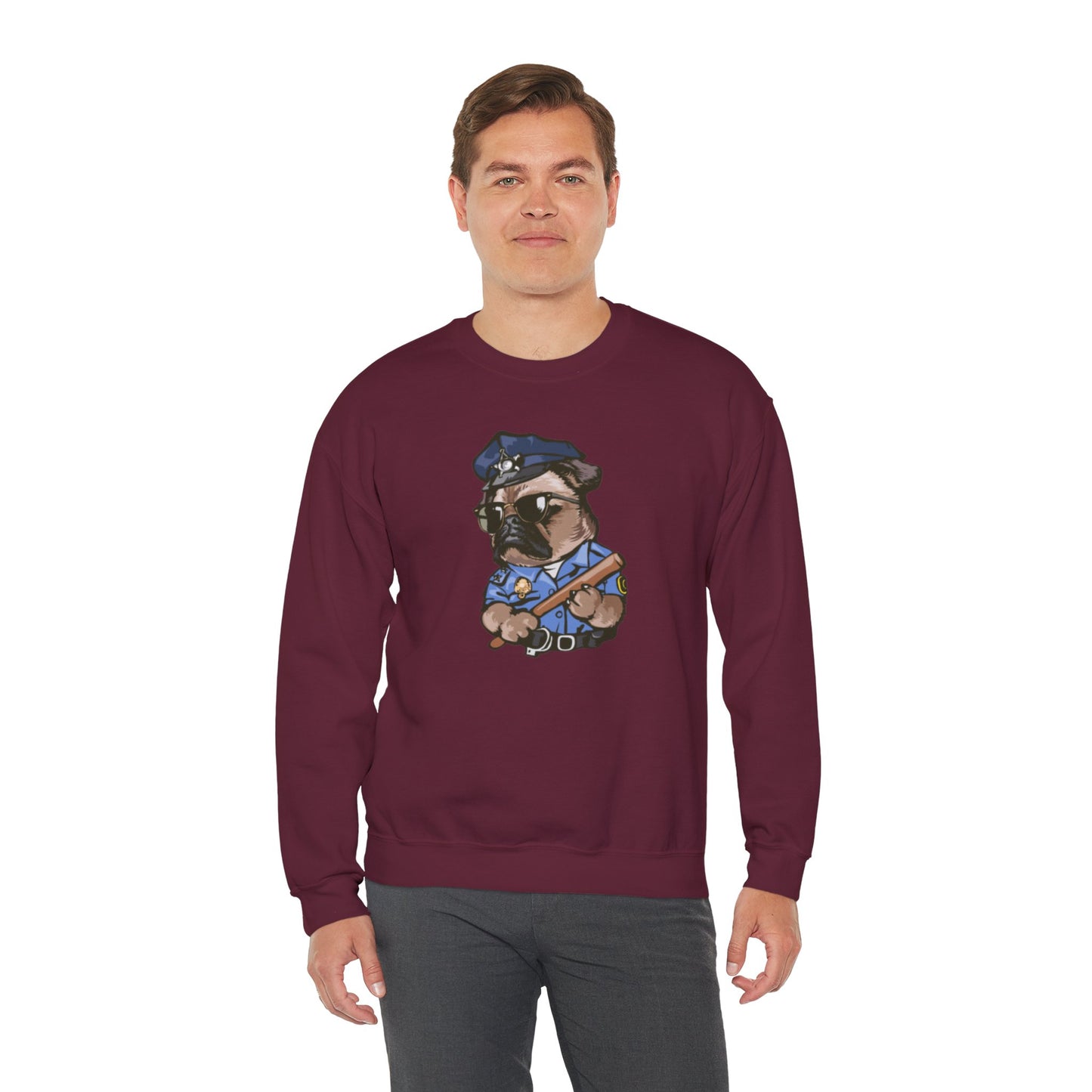 Police Pug Graphic Crewneck Sweatshirt|Eco-Friendly - Limited