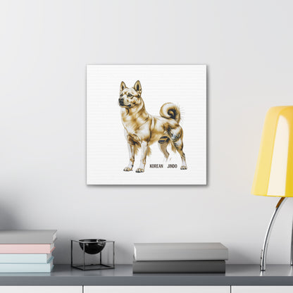 Korean Jindo Dog Illustration Canvas Wall Art | Eco - Limited