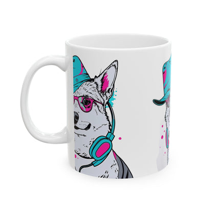 Retro Neon Dog Cool Husky Mug(11oz/15oz)