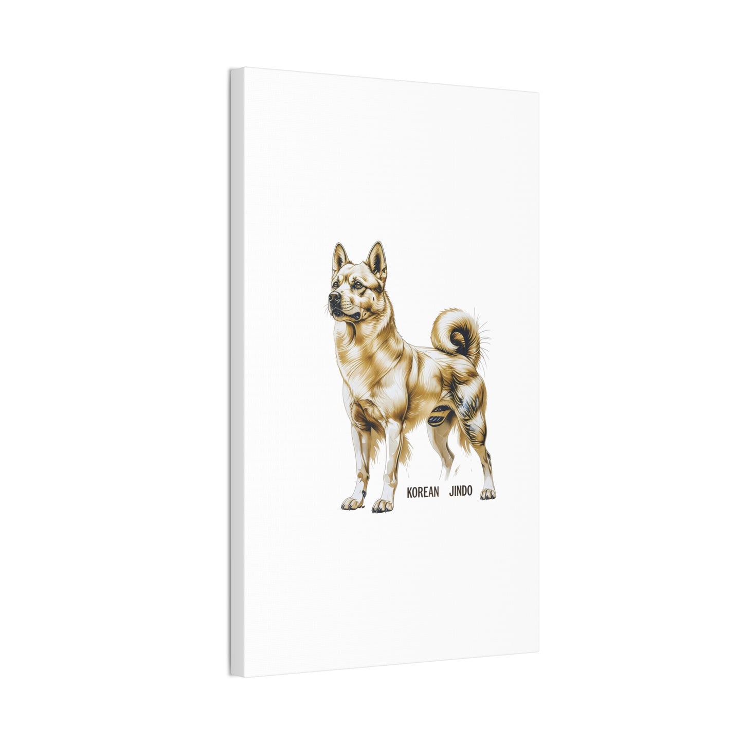 Korean Jindo Dog Illustration Canvas Wall Art | Eco - Limited