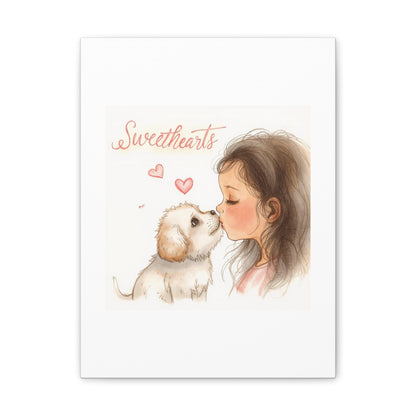 Sweethearts – Child &amp; Puppy Love Canvas | Eco-Limited