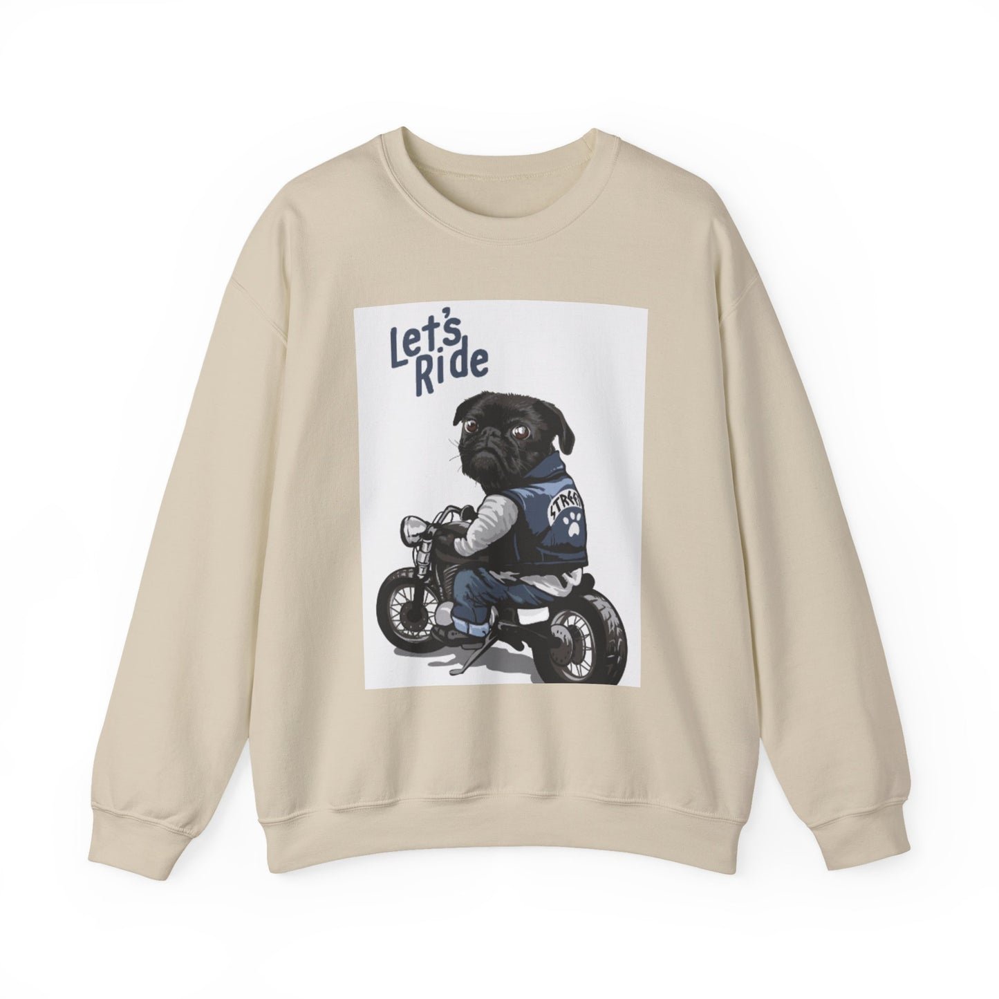 Let’s Ride Biker Pug Graphic Sweatshirt | Eco-Limited