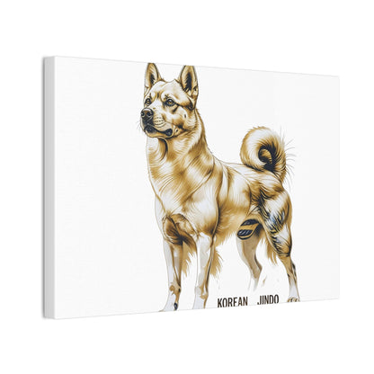 Korean Jindo Dog Illustration Canvas Wall Art | Eco - Limited