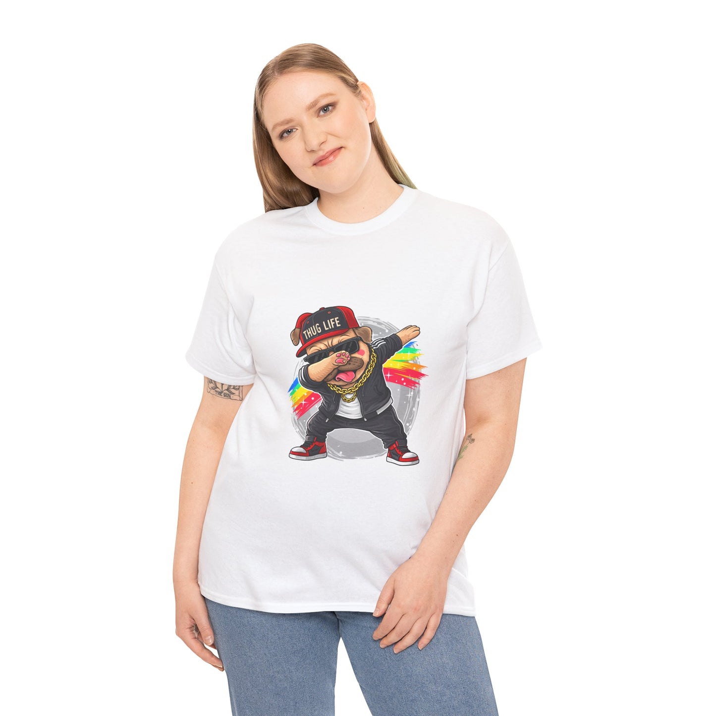 Thug Life Pug Front Graphic T-Shirt | Eco-Limited