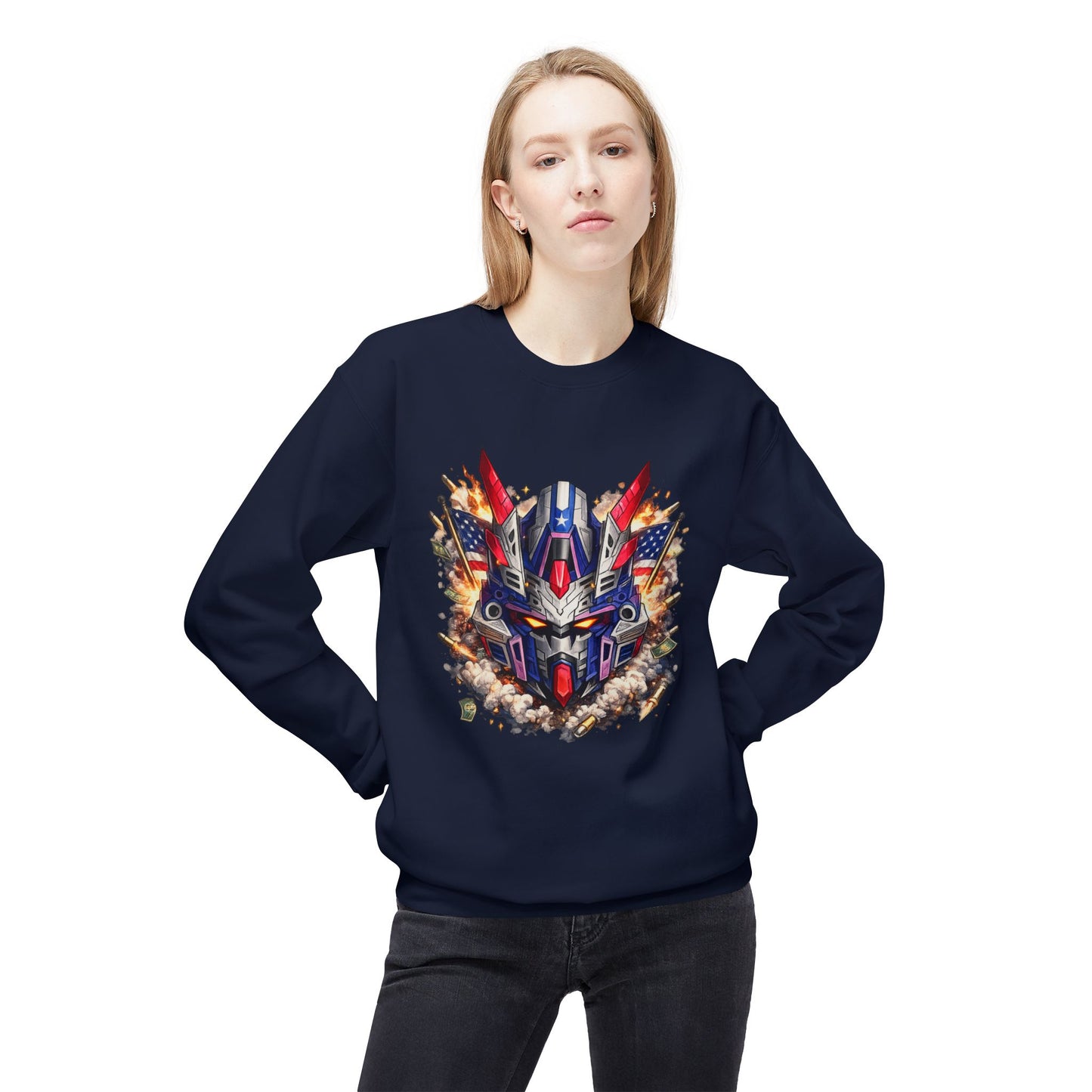 Patriot Mecha Helmet Graphic Sweater | Eco - Limited