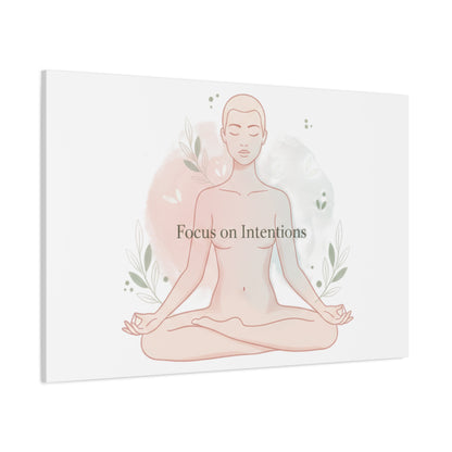 Focus on Intentions Canvas | Gentle Wellness Wall Art, Pastel Gradient Meditation Print
