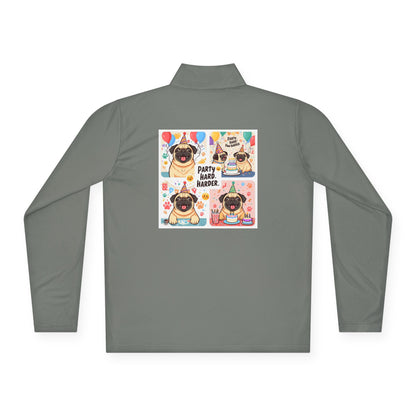Party Hard Harder Pug Quarter Zip Pullover | Eco-Limited