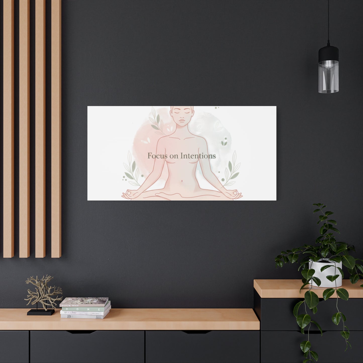 Focus on Intentions Canvas | Gentle Wellness Wall Art, Pastel Gradient Meditation Print