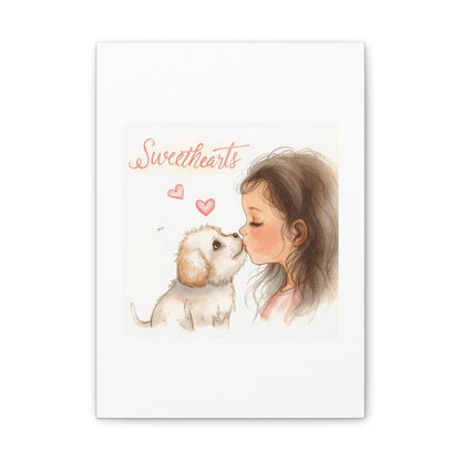 Sweethearts – Child &amp; Puppy Love Canvas | Eco-Limited