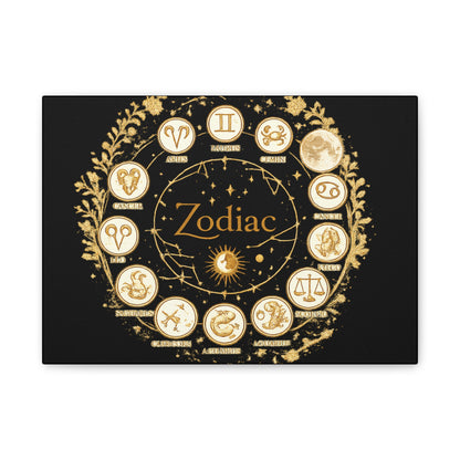 Golden Zodiac Astrology Canvas | Eco-Limited