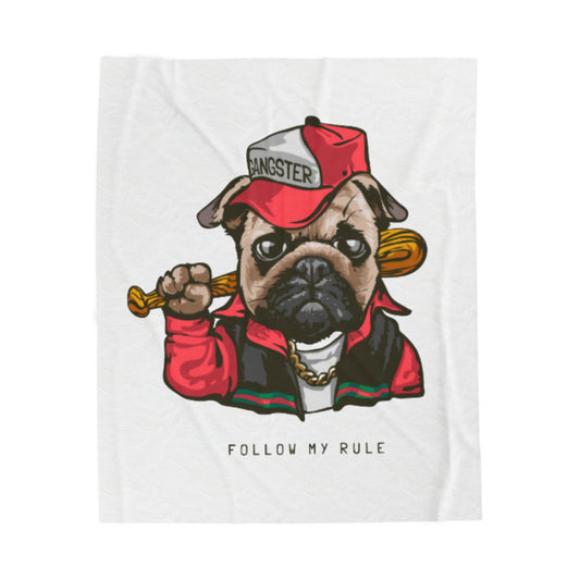 Gangster Pug Throw Velveteen Plush Blanket