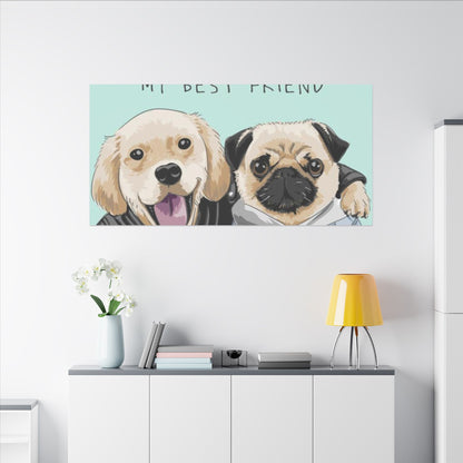 Cute Pug & Puppy Matte Stretched Print