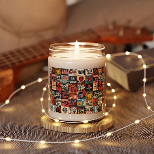 Vintage Band Poster Collage Soy Candle | Eco - organic
