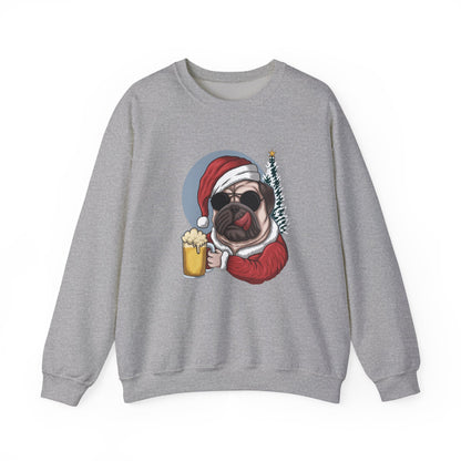 Santa Pug Holding Beer Holiday Crewneck|Eco-Friendly - Limited