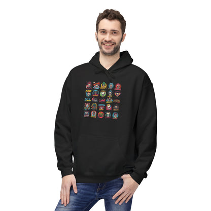 Retro Pop Culture Character Grid Hoodie|Eco-Friendly - Limited