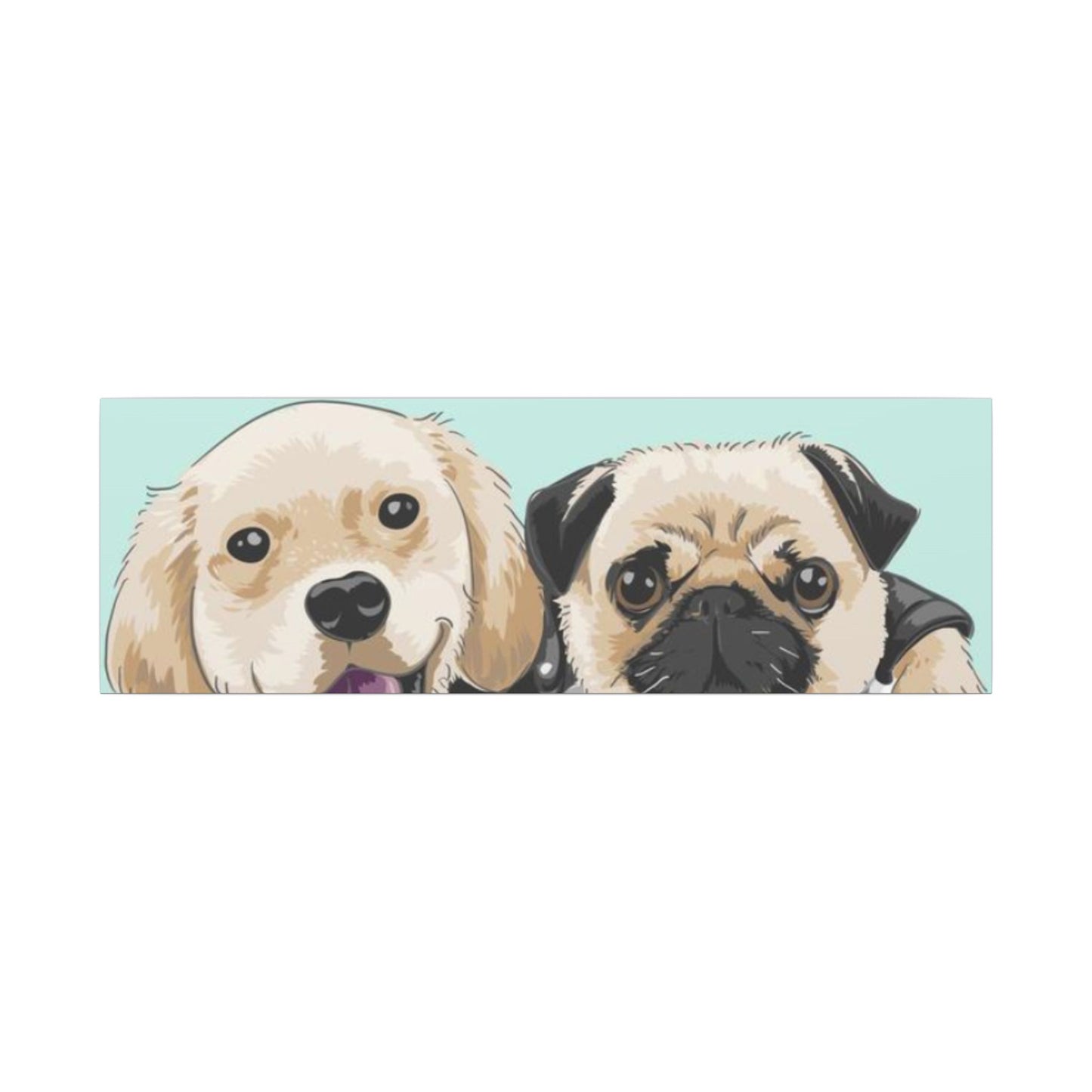 Cute Pug & Puppy Matte Stretched Print