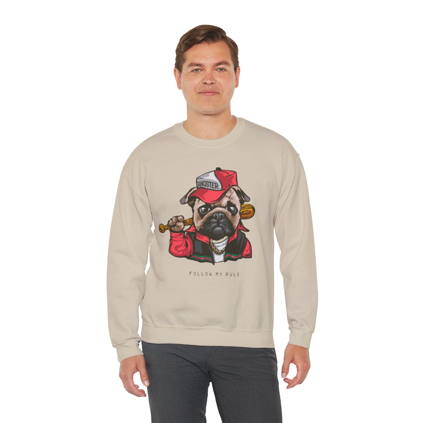 Gangster Pug Graphic Sweater | Eco-Limited