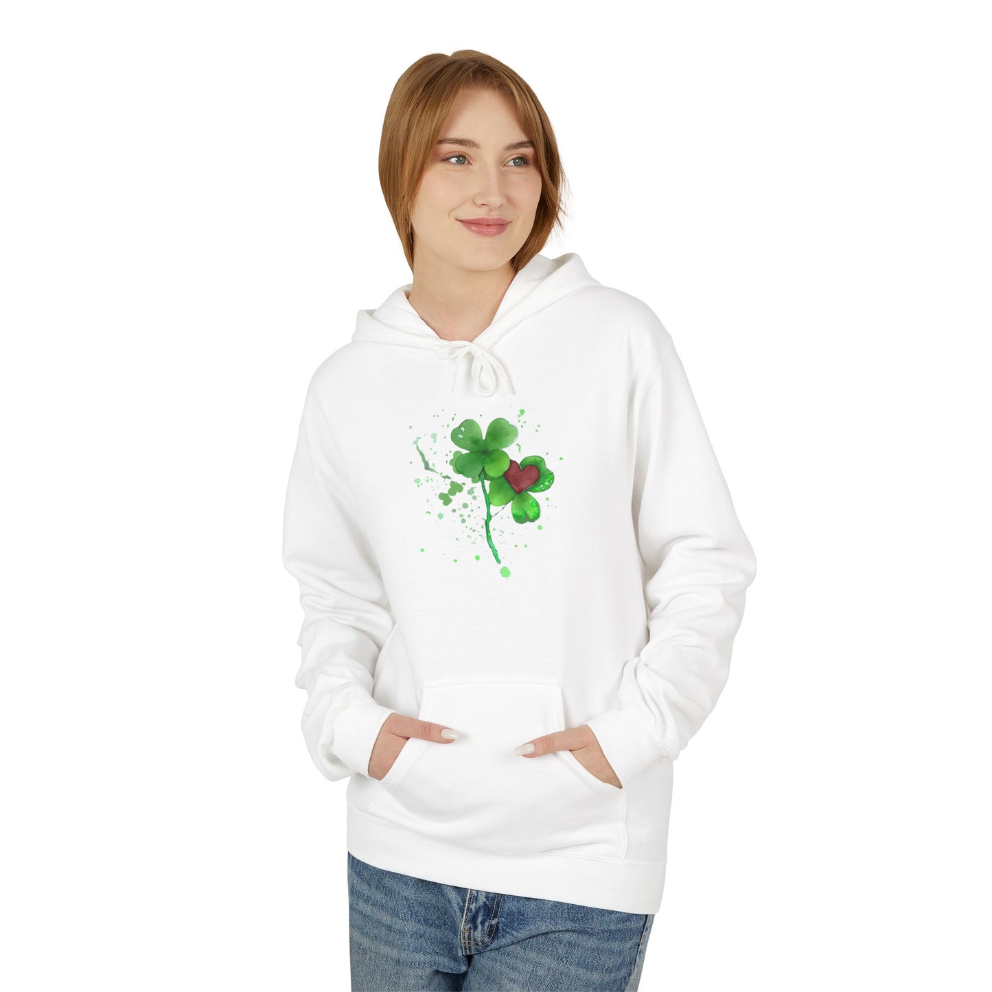 Lucky Heart Clover Watercolor Hoodie | Eco-Limited