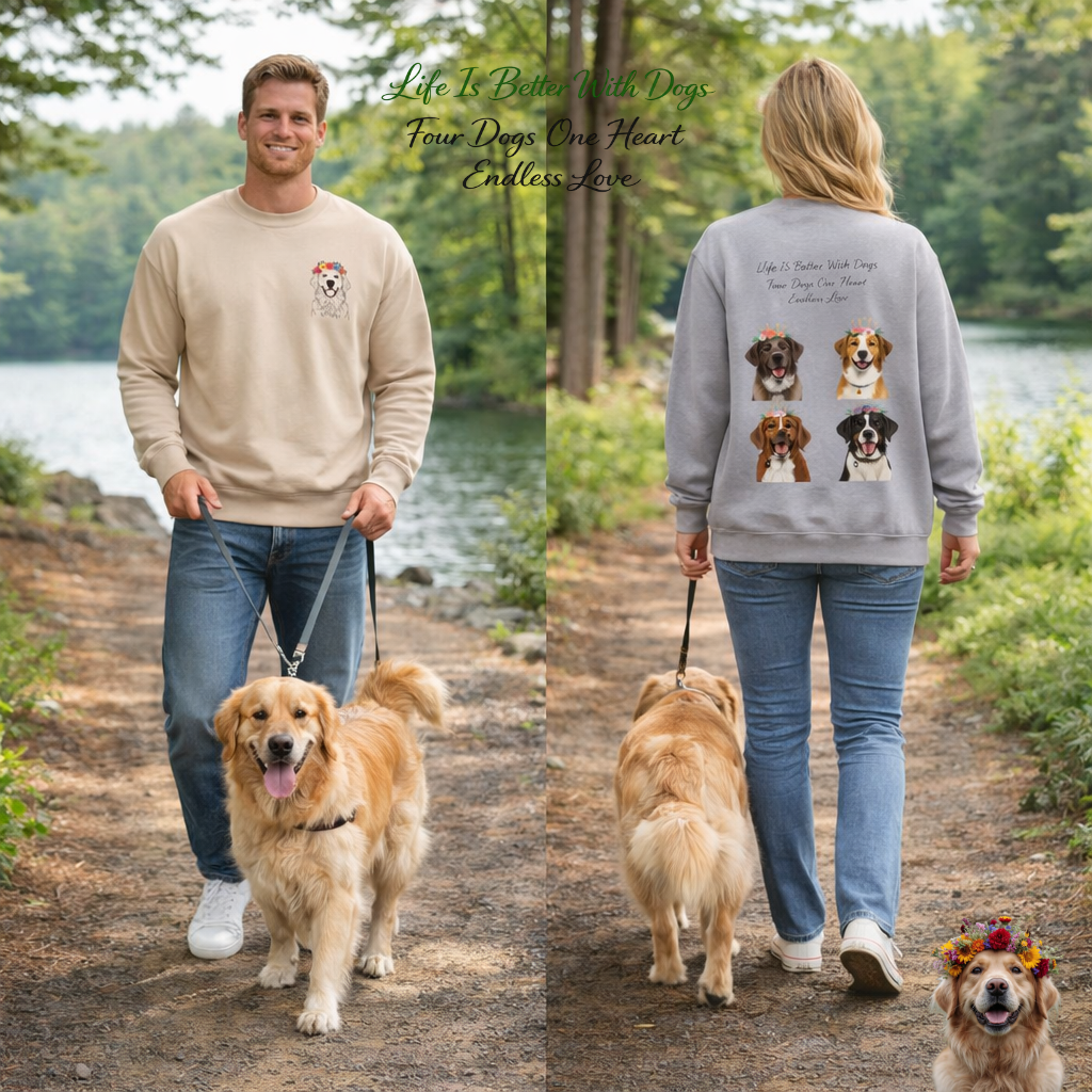 Four Dogs One Heart Sweatshirt | Eco-Limited