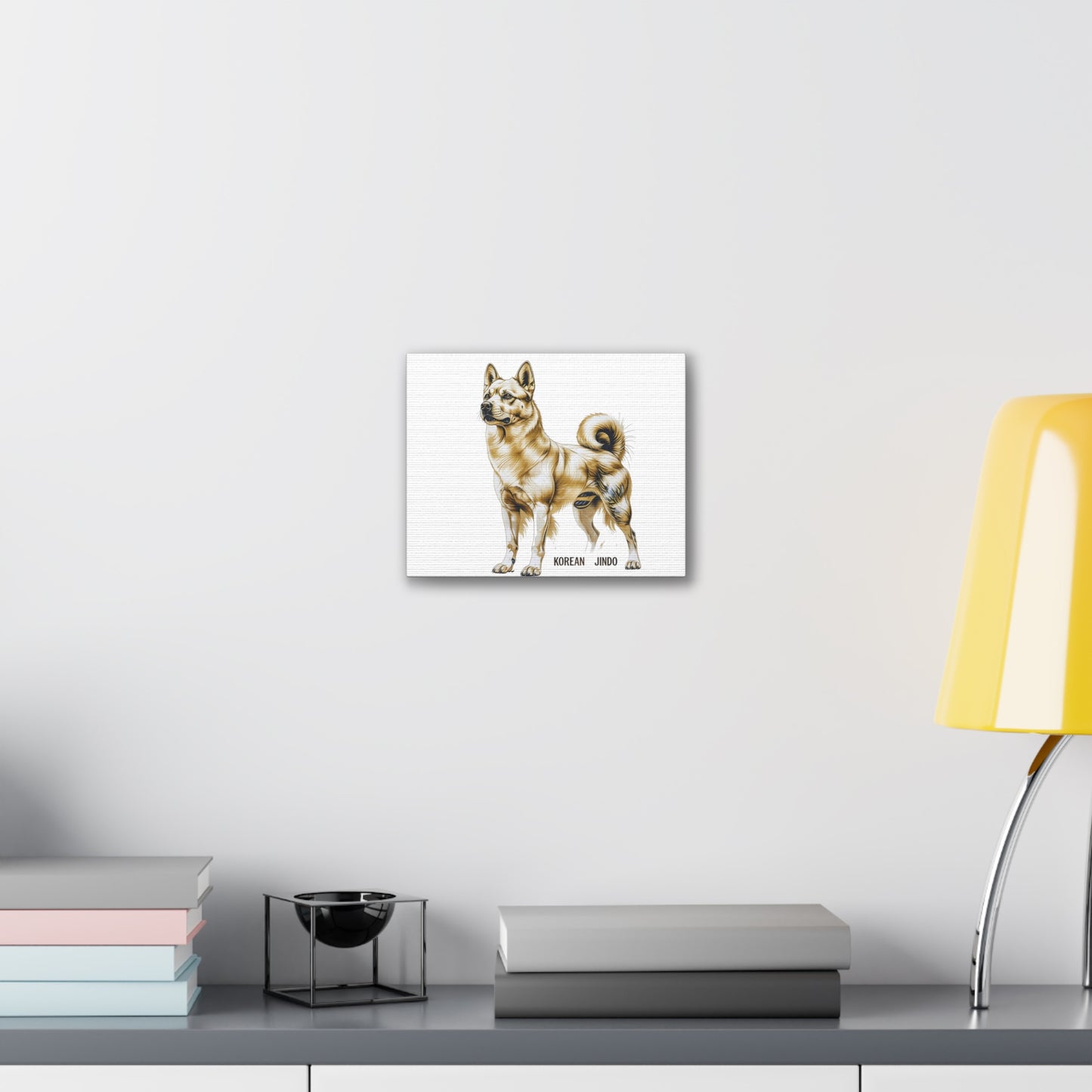 Korean Jindo Dog Illustration Canvas Wall Art | Eco - Limited