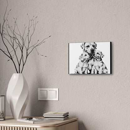 Mother and Puppies Black and White Canvas Wall Art | Eco Limited