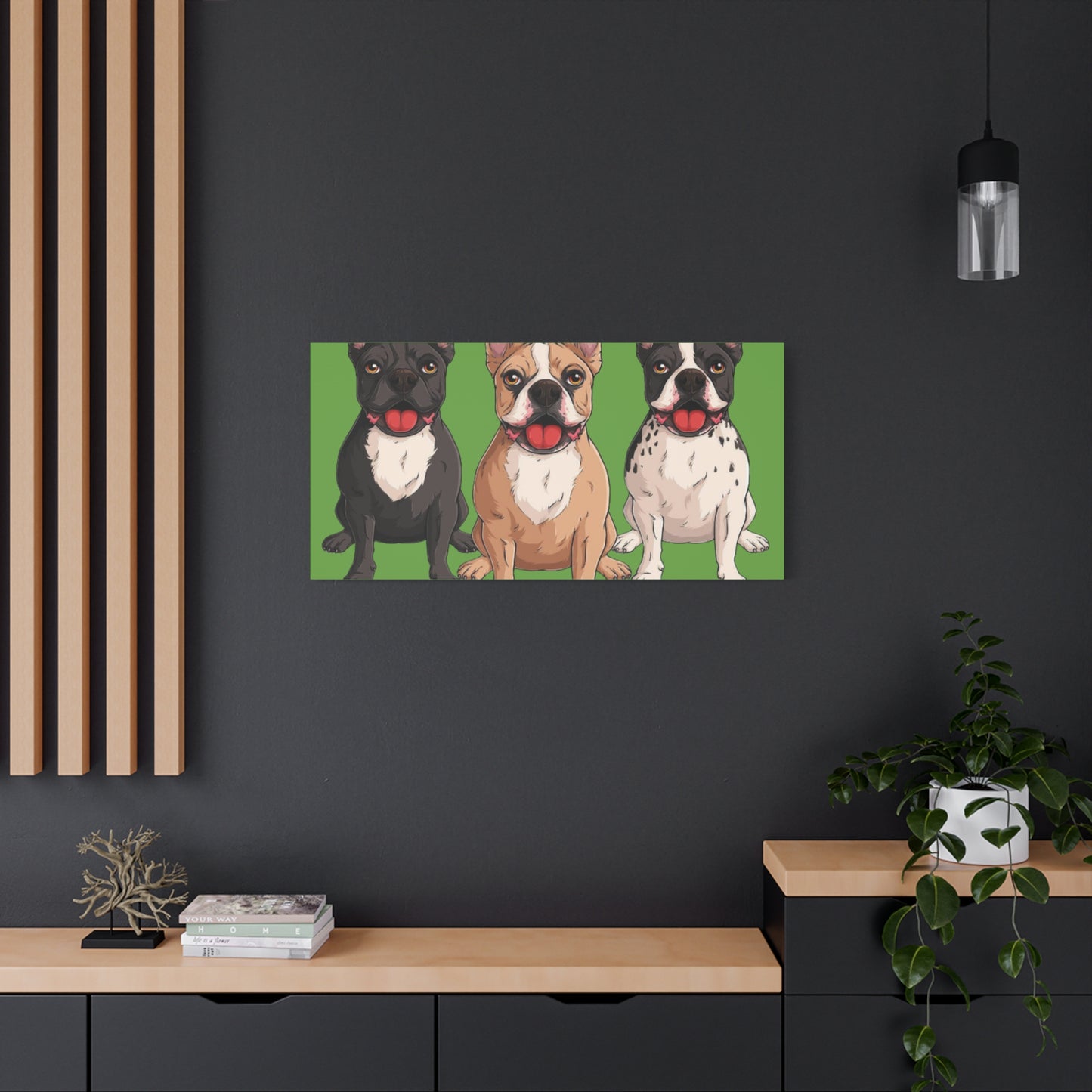 French Bulldog Trio Canvas Wall Art|Eco-Friendly - Limited