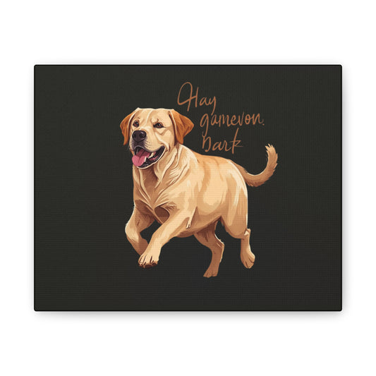 Happy Gamelon Bark Dog Canvas Wall Art | Eco-Limited