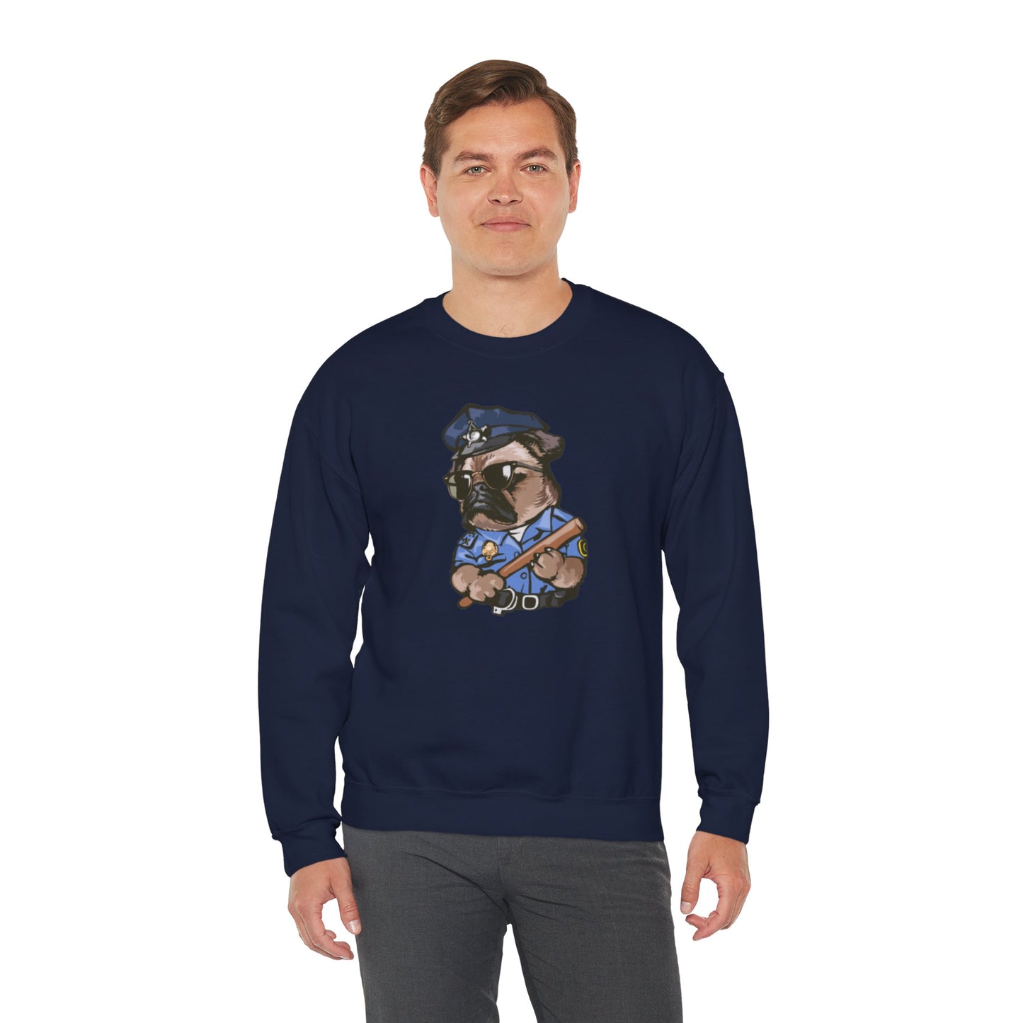 Police Pug Graphic Crewneck Sweatshirt|Eco-Friendly - Limited